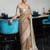 brown linen silk saree with work
