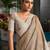 brown linen silk saree with work
