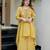 Mustard yellow embroidered french crepe co-ord set