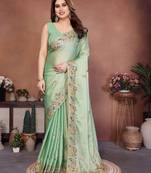 Elegant Pista Green Embroidery Saree