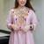 Baby pink embroidered french crepe co-ord set