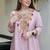 Baby pink embroidered french crepe co-ord set