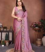 Women’s Premium Mauve Pink Embroidered Saree