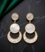 Elegant gold-toned mother of pearl geometric drop earrings for women