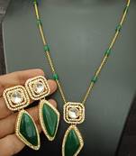 Emerald green moissanite necklace cz gold plated chain jewellery set