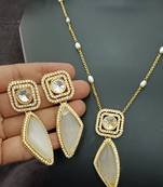 White moissanite necklace cz gold plated chain jewellery set