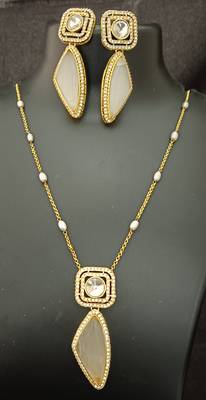White moissanite necklace cz gold plated chain jewellery set 2