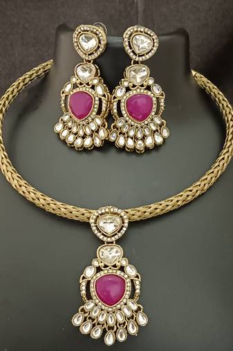 Ruby white moissanite stones cz hasli stylish jewellery set