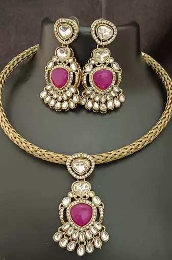 Ruby white moissanite stones cz hasli stylish jewellery set