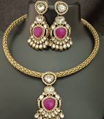 Ruby white moissanite stones cz hasli stylish jewellery set