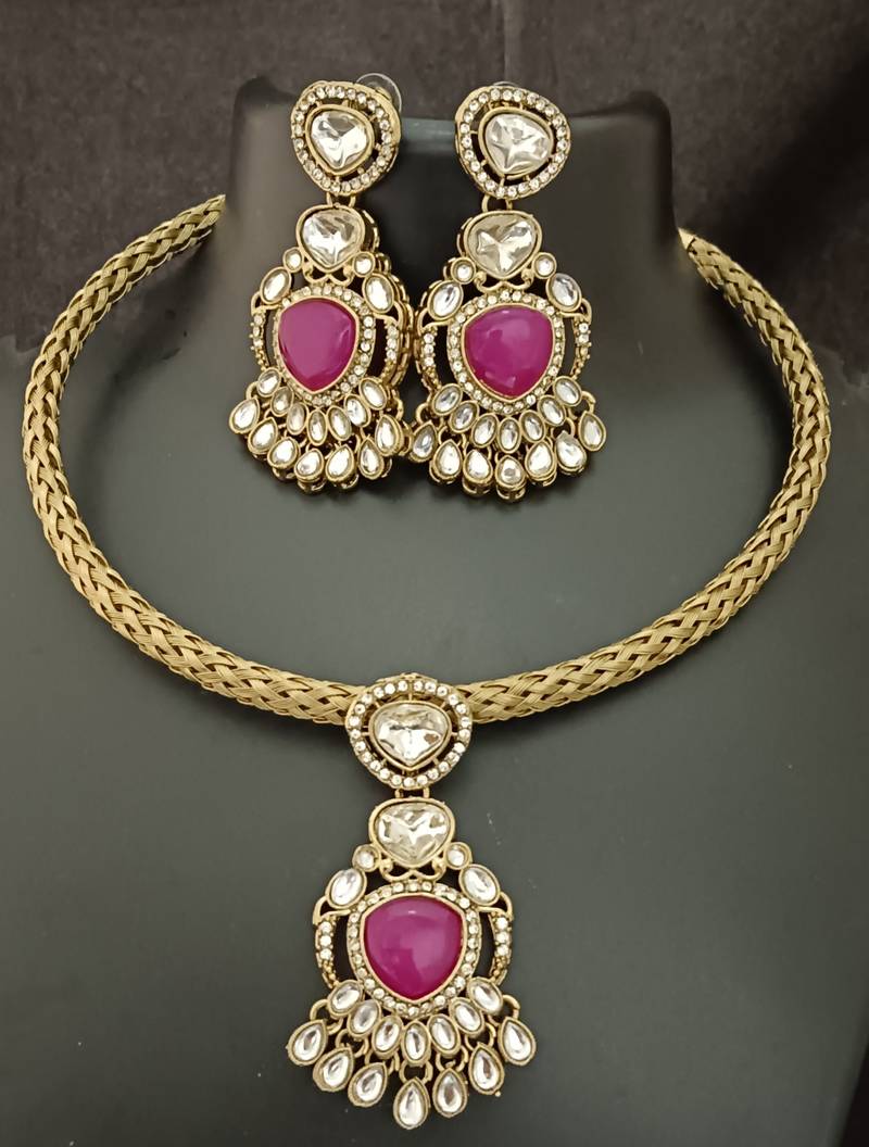 Ruby white moissanite stones cz hasli stylish jewellery set