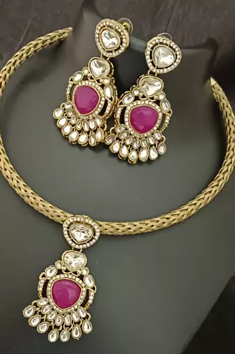 Ruby white moissanite stones cz hasli stylish jewellery set