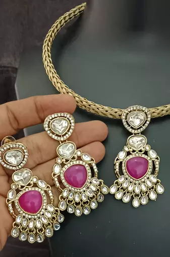 Ruby white moissanite stones cz hasli stylish jewellery set