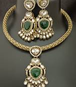 Emerald green moissanite stones cz hasli stylish jewellery set