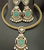 Mint green moissanite stones cz hasli stylish jewellery set