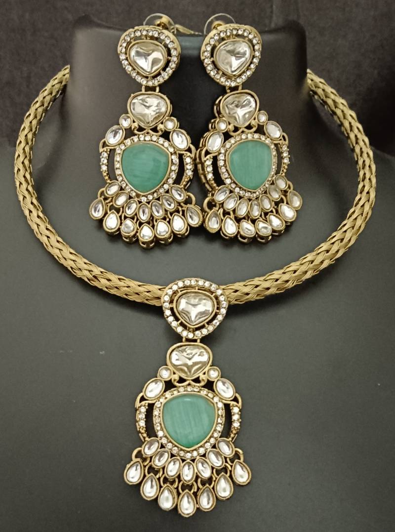 Mint green moissanite stones cz hasli stylish jewellery set