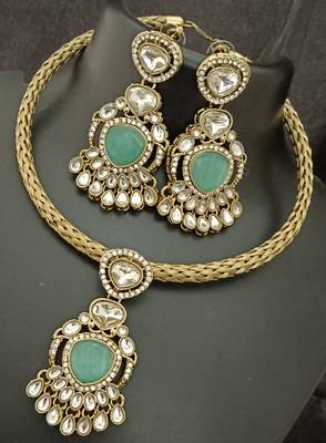 Mint green moissanite stones cz hasli stylish jewellery set 2