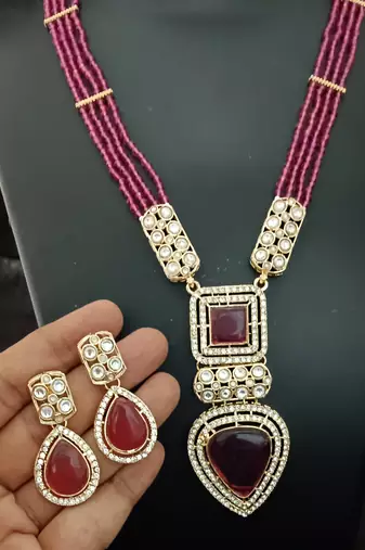 Ruby white moissanote stones cz oynx real crystal jewellery set