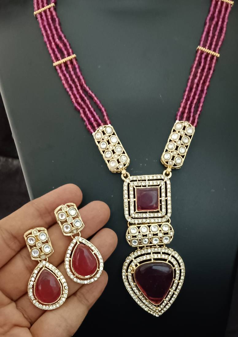 Ruby white moissanote stones cz oynx real crystal jewellery set