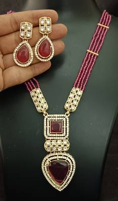 Ruby white moissanote stones cz oynx real crystal jewellery set 2