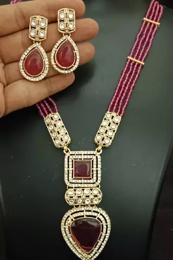 Ruby white moissanote stones cz oynx real crystal jewellery set