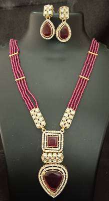 Ruby white moissanote stones cz oynx real crystal jewellery set 3