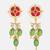 red green kundan drop earrings