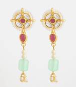 mint green kundan long earrings