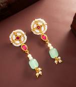 mint green kundan long earrings