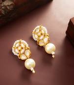 white kundan pearl drop earrings
