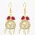 red kundan pearl earrings