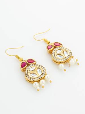 red kundan pearl earrings 3