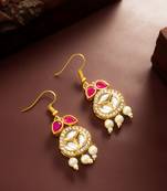 red kundan pearl earrings