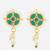 gold plated green stone pearl drop earrings