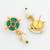 gold plated green stone pearl drop earrings