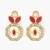 gold plated geometric octagon red stone earrings