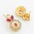 gold plated geometric octagon red stone earrings