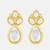 gold plated statement white stone cluster earrings