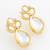 gold plated statement white stone cluster earrings