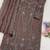 Coffee organza thread embroidered sequin salwar suit