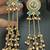 Mint green flower moissanite stones kashmiri brass ghungroo earrings set
