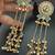 Mint green flower moissanite stones kashmiri brass ghungroo earrings set