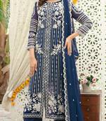 Navy chiffon thread embroidered sequin salwar suit
