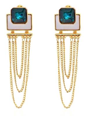 Crunchy Fashion Colorrush Sage Green Multilayer Danglers  1