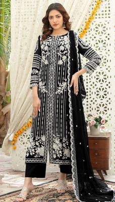 Black chiffon thread embroidered sequin salwar suit 1