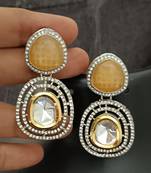 Yellow white moissanite stones cz show stopper earrings set