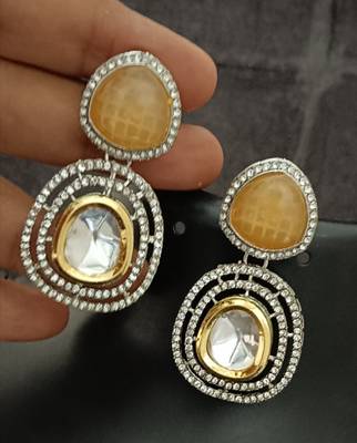 Yellow white moissanite stones cz show stopper earrings set 2
