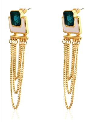 Crunchy Fashion Colorrush Sage Green Multilayer Danglers  2