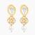 gold plated long pear drop earrings with pearl dangle