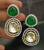 Green white moissanite stones cz show stopper earrings set
